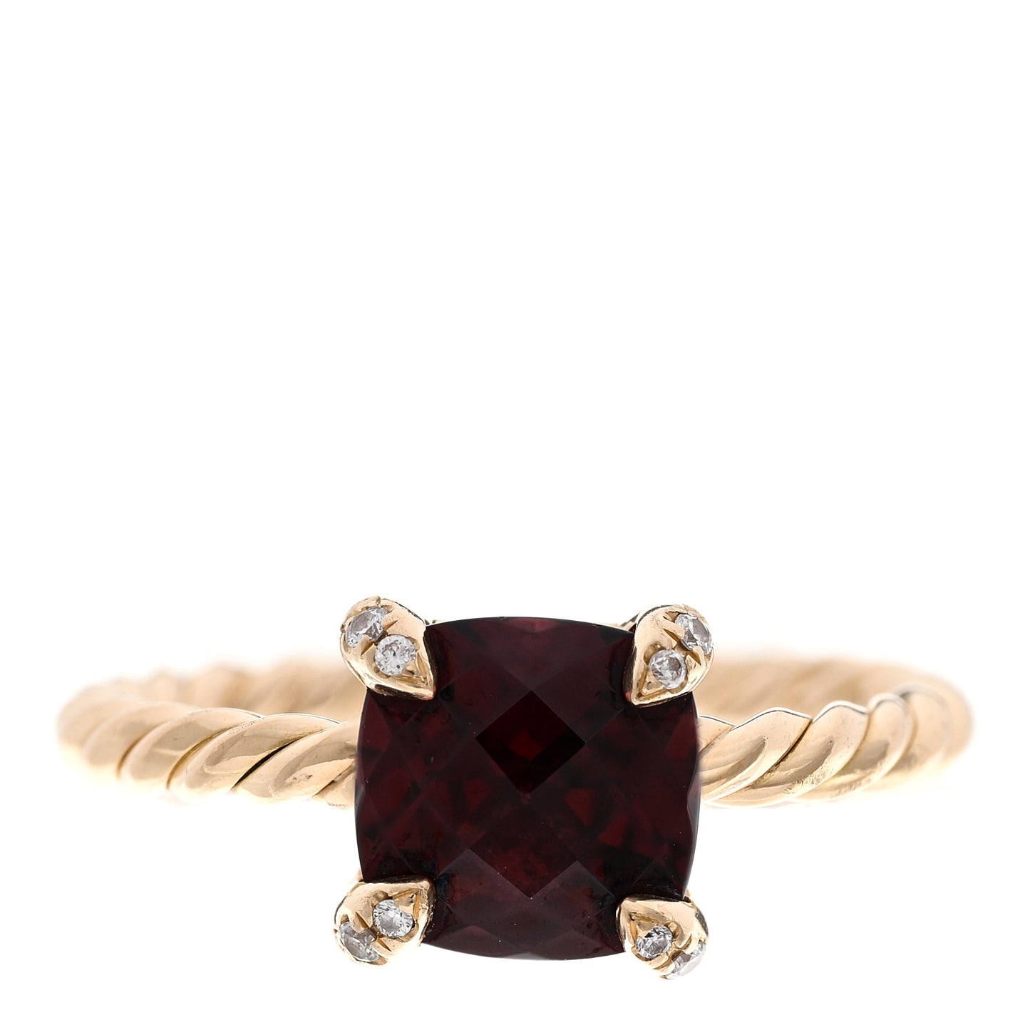 18K Yellow Gold Diamond Garnet 7mm Chatelaine Ring 49 4.75
