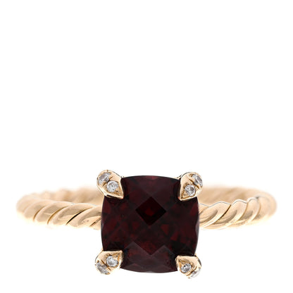 David Yurman 18K Yellow Gold Diamond Garnet 7mm Chatelaine Ring 49 4.75 1 of 4