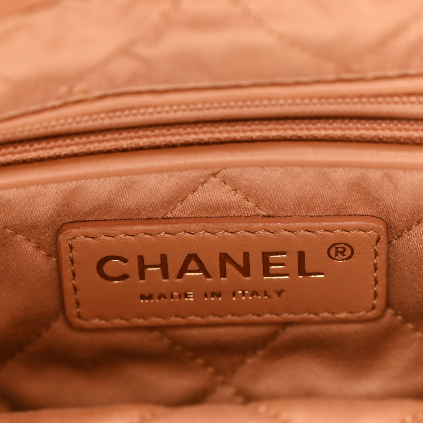 Shiny Calfskin Quilted Small Chanel 22 Beige