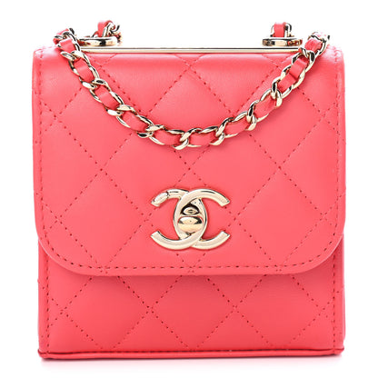 Chanel Lambskin Quilted Mini Trendy CC Chain Wallet Red 1 of 9