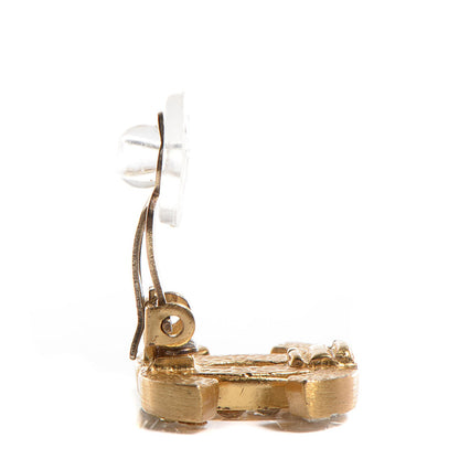 Chanel Crystal CC Clip On Earrings Gold 3 of 4