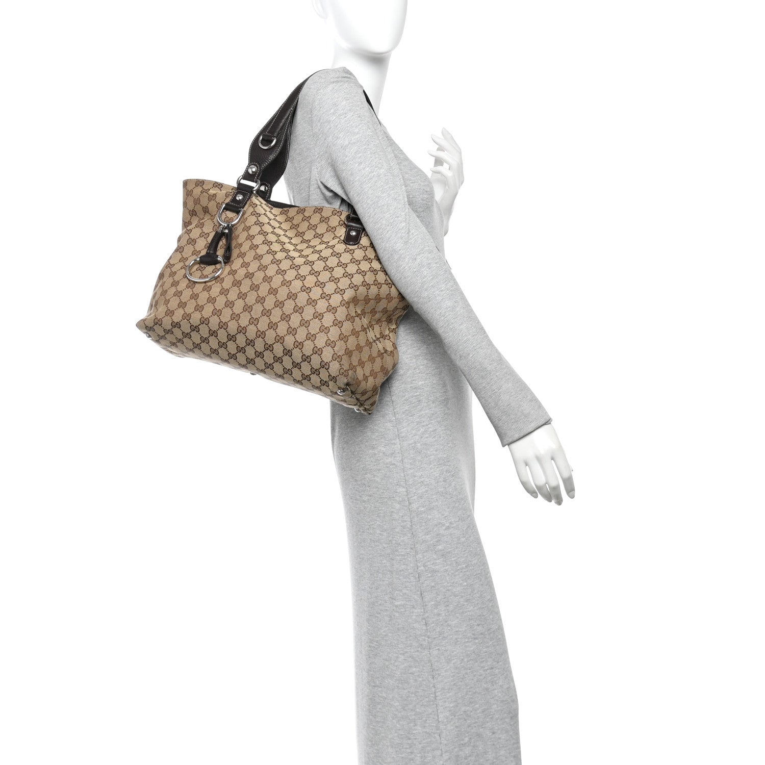 Gucci Monogram Medium Icon Bit Tote Dark Brown 2 of 10