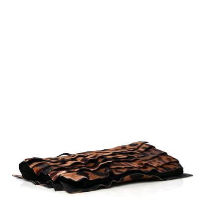 Saint Laurent Calf Hair Ruffle Leopard Print Fold-Over Clutch Black 4 of 12