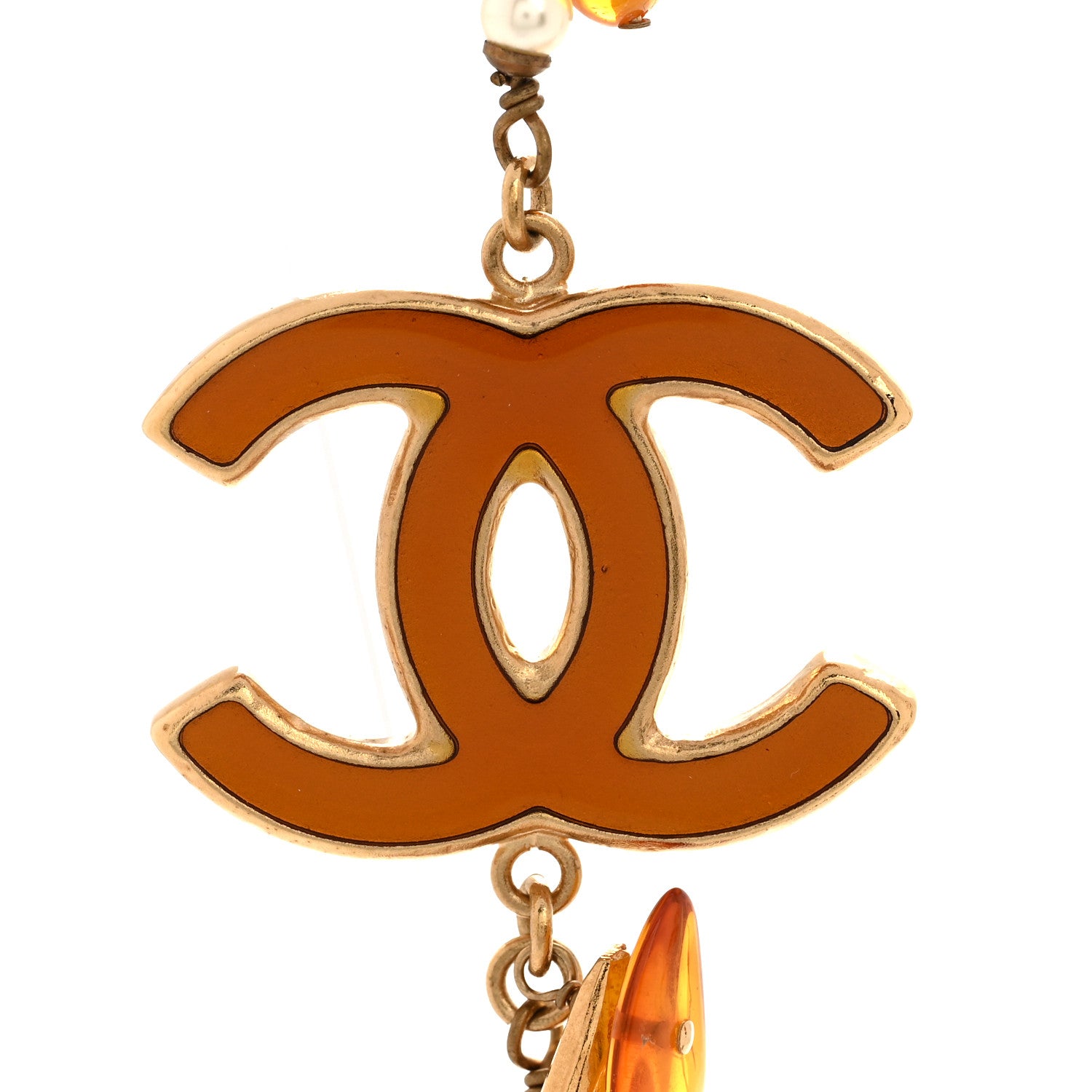 Chanel Pearl Amber CC Long Necklace Gold 4 of 6