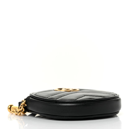 Gucci Calfskin Matelasse GG Marmont Round Coin Purse Black 4 of 8