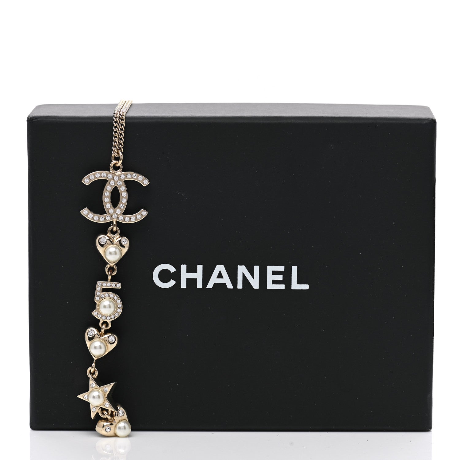 Chanel Crystal CC Charm Necklace Gold 5 of 5