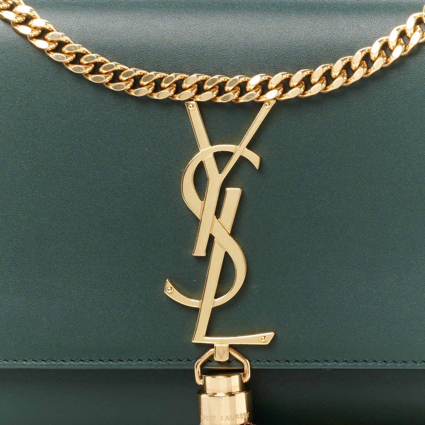 Smooth Calfskin Small Classic Monogram Kate Tassel Satchel Dark Leaf