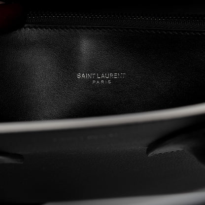 Saint Laurent Grained Calfskin Topstitch Small Sac De Jour Black Porcelain 9 of 10