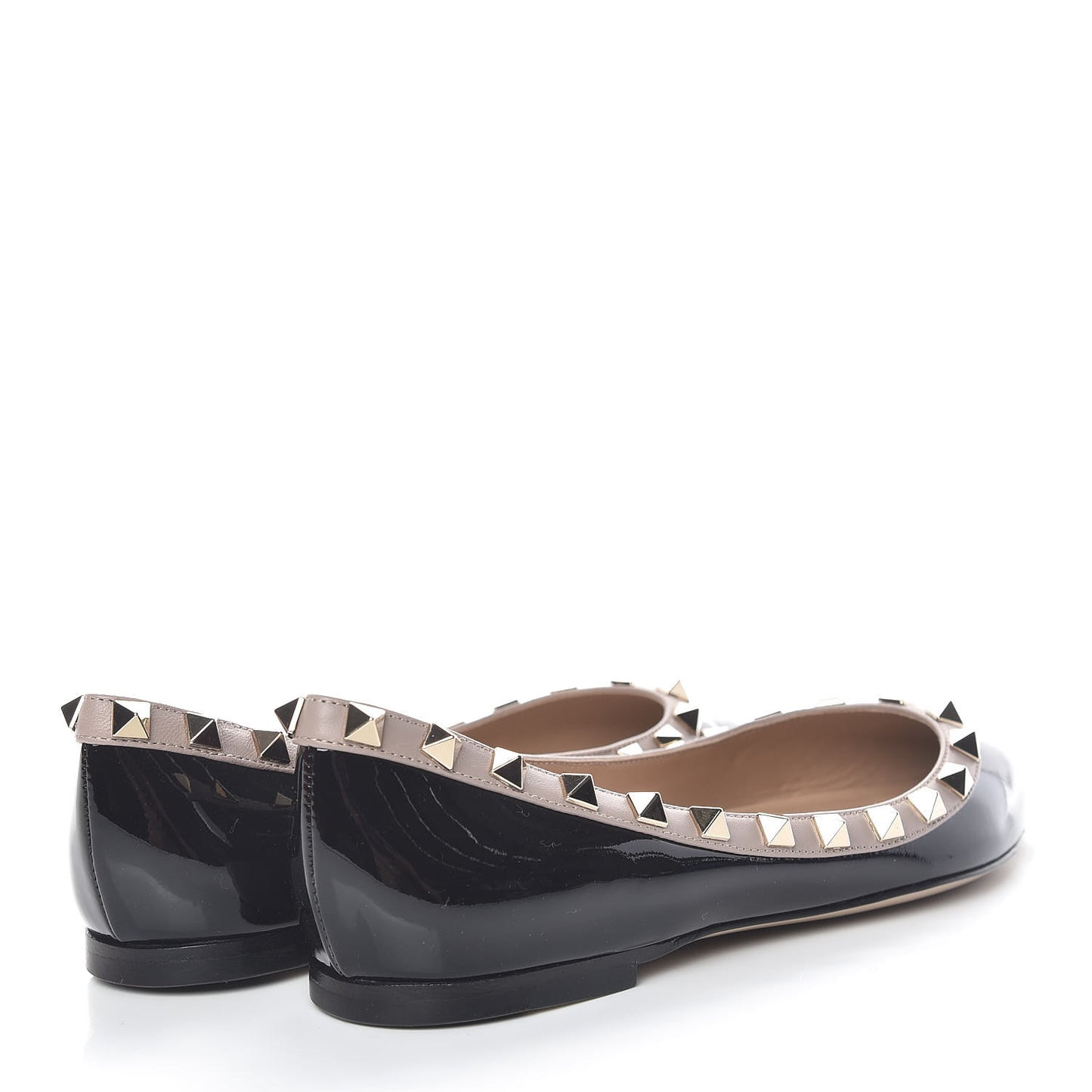 Patent Nappa Rockstud Ballerina Flats 35 Black Poudre