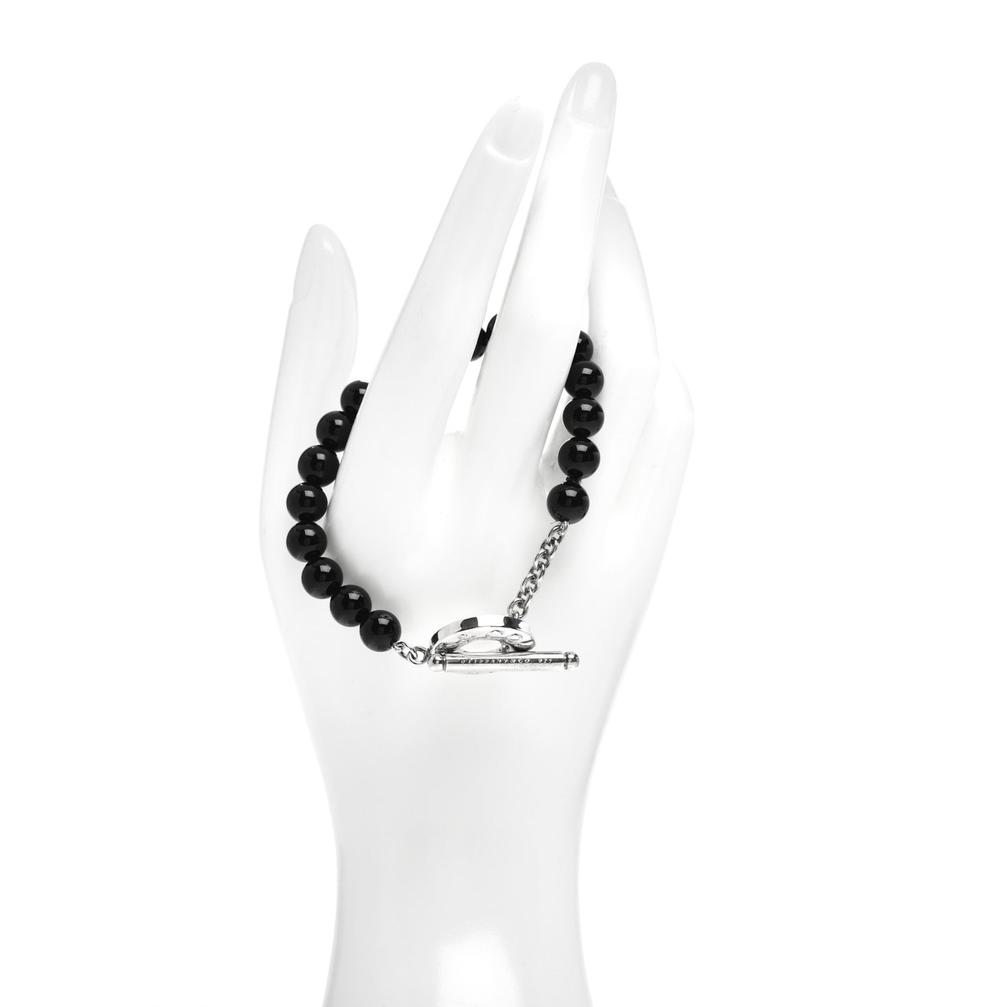 Sterling Silver Black Onyx Bead Toggle Bracelet