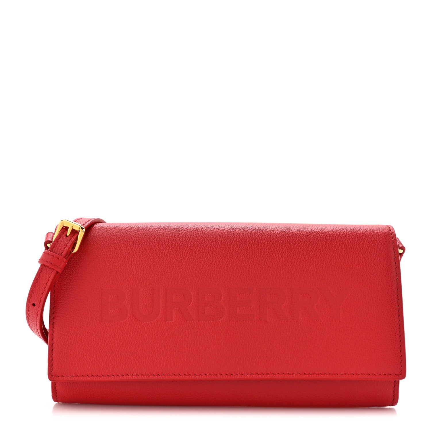 Burberry Calfskin Logo Hazelmere Wallet With Detachable Strap Red 1 of 12