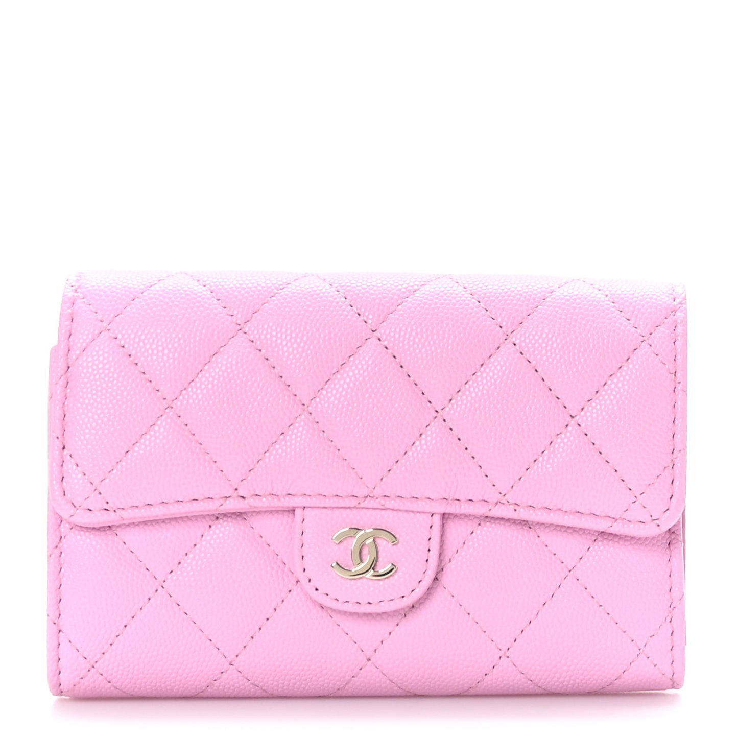 Caviar Quilted Medium Flap Wallet Pink