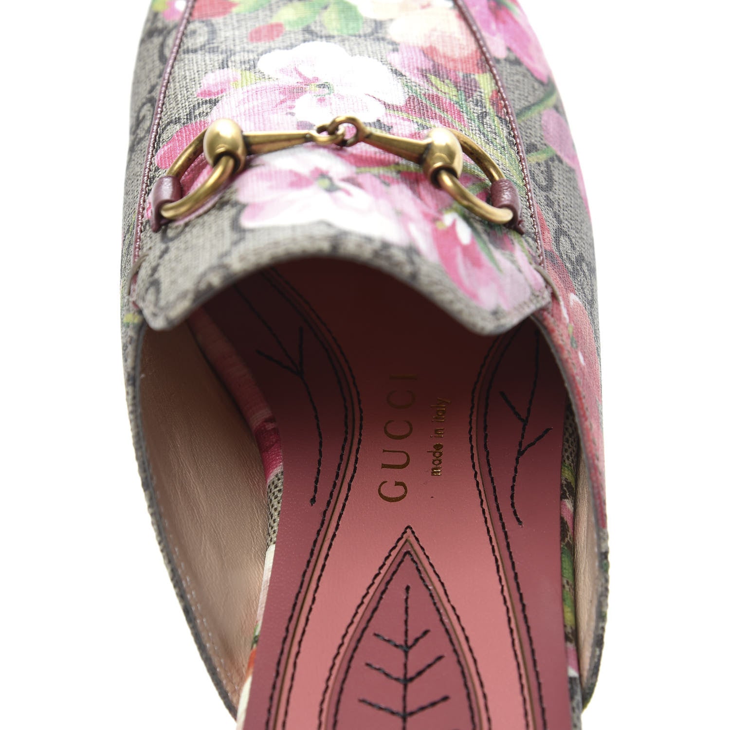 Gucci GG Supreme Monogram Blooms Womens Princetown Slippers 37 Beige Multicolor Dry Rose 6 of 8