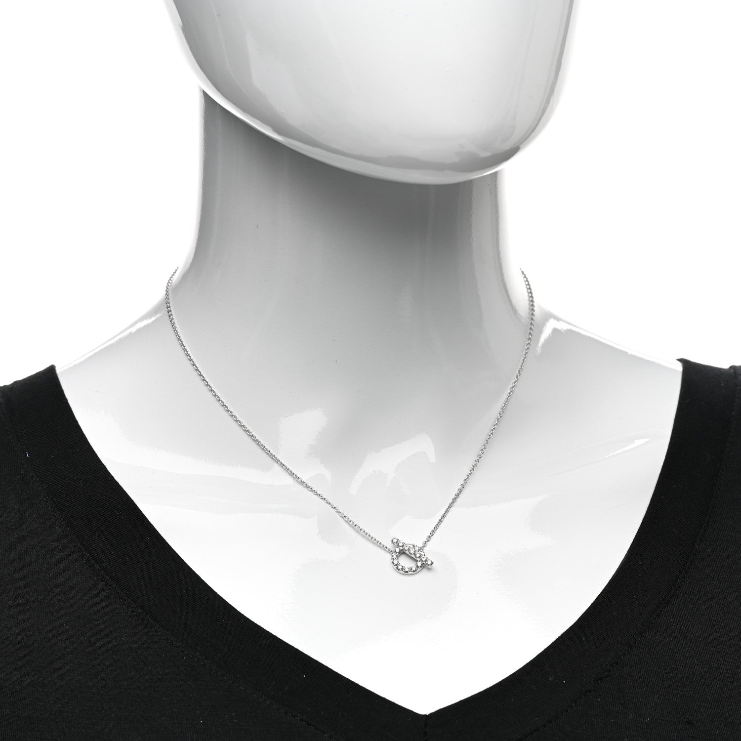 Hermes 18K White Gold Diamond Finesse Pendant Necklace 2 of 5