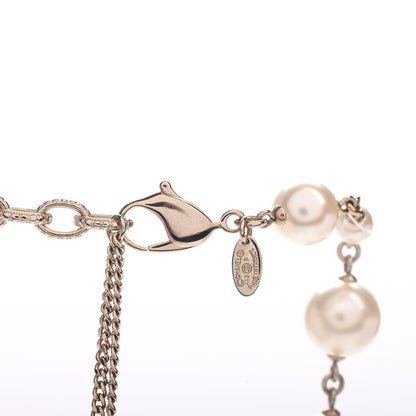 Chanel Pearl Crystal Camellia CC Necklace Gold 4 of 4