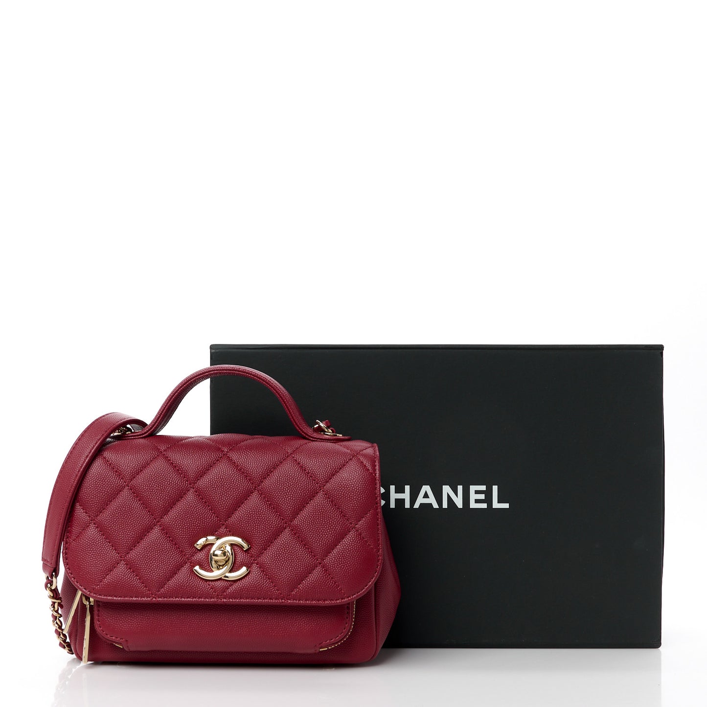 Caviar Quilted Small Business Affinity Flap Red