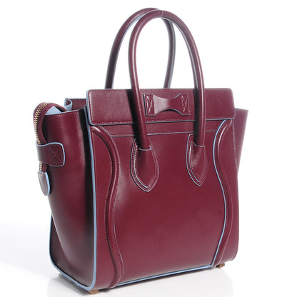 Celine Palmelato Micro Luggage Burgundy Light Blue 3 of 10