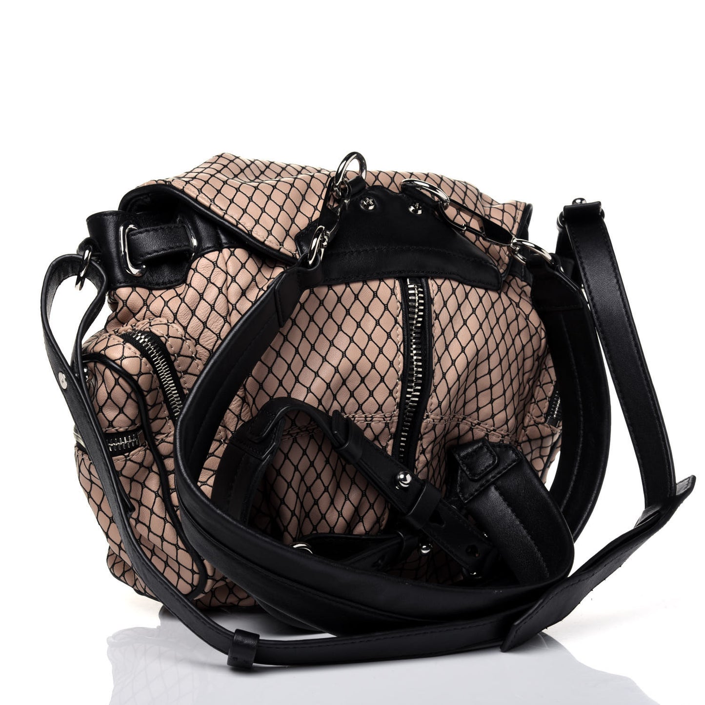 Lambskin Embroidered Mini Marti Backpack Bag Beige