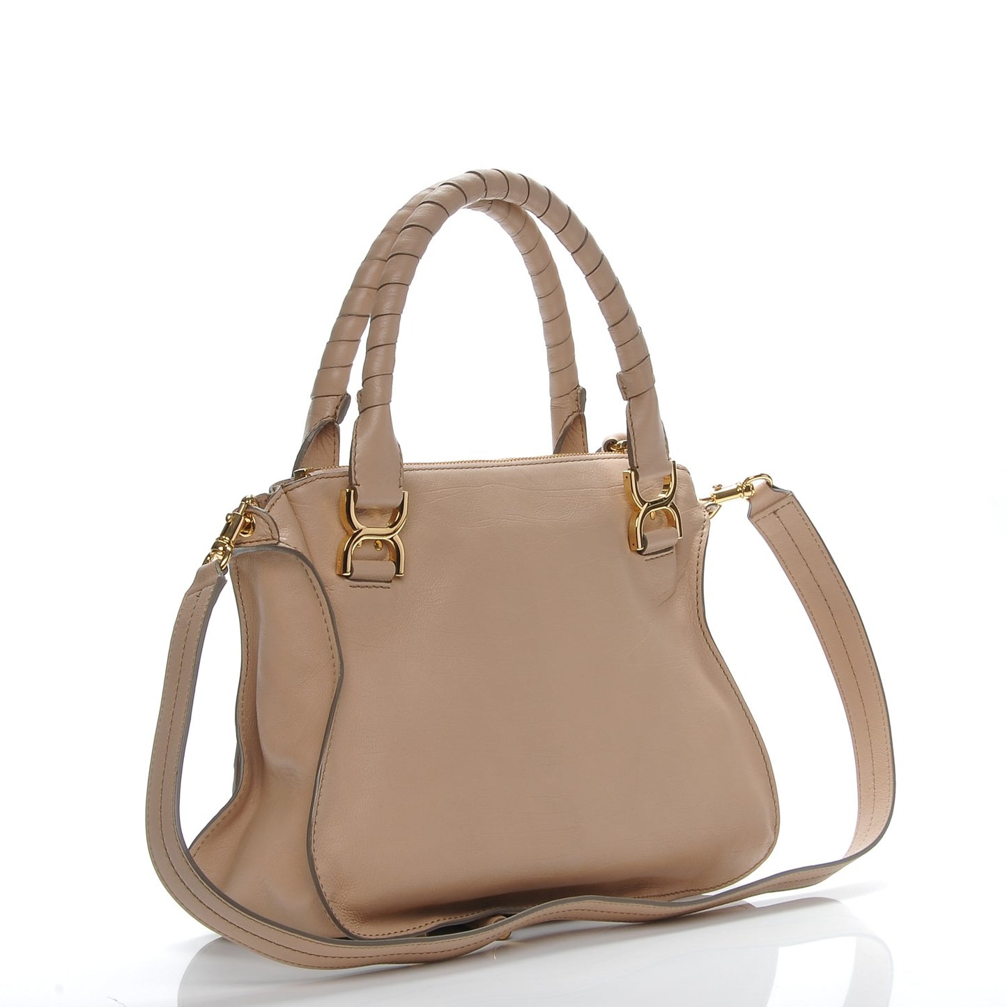 Calfskin Medium Marcie Nude Satchel Natural