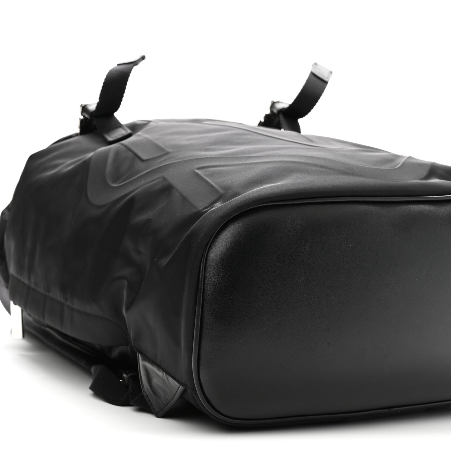 Nylon Calfskin Signature Backpack Black