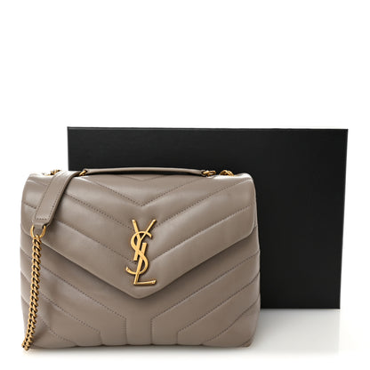 Saint Laurent Calfskin Y Quilted Monogram Small Loulou Chain Satchel Greyish Brown 11 of 11