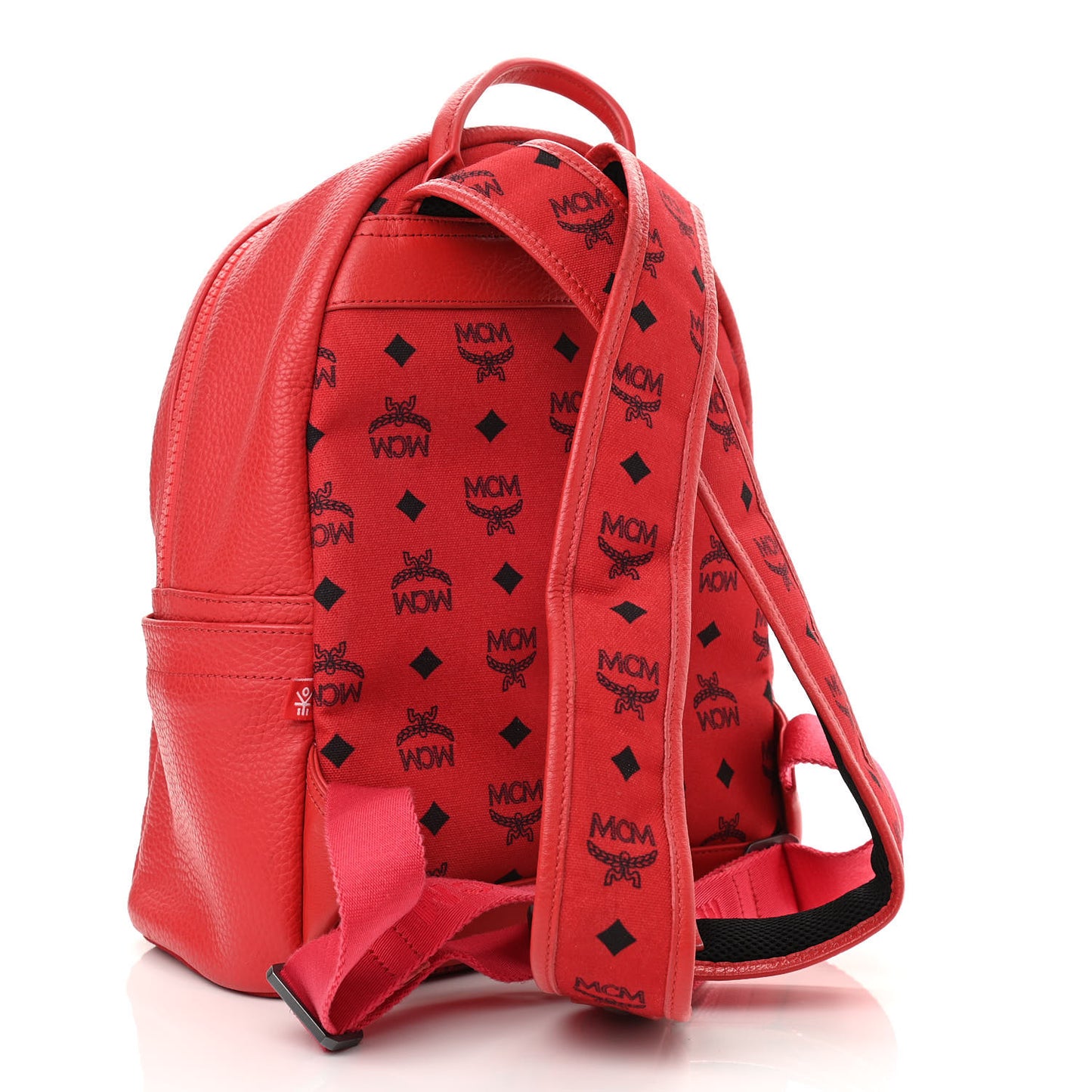 Calfskin Studded Small Logo Backpack Red