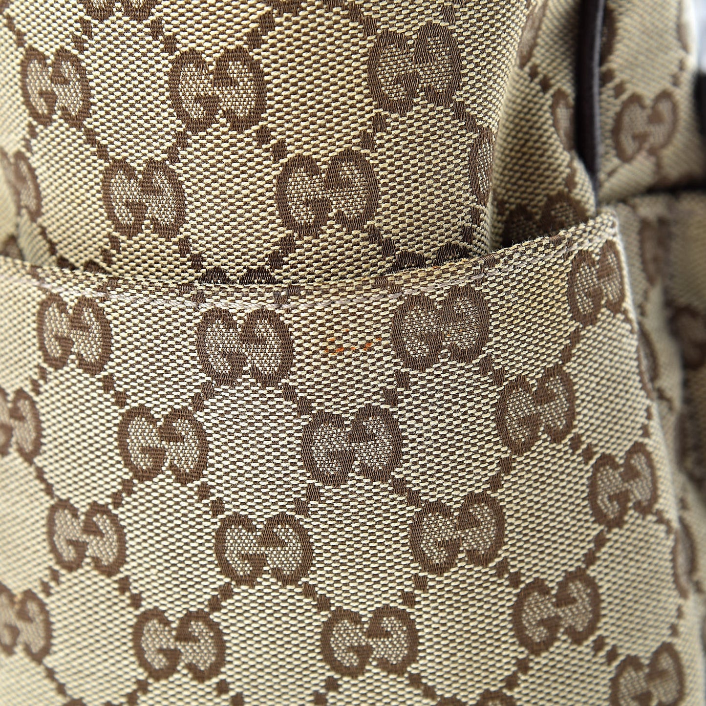 GG Monogram Medium Web Handle Double Pocket Tote Brown