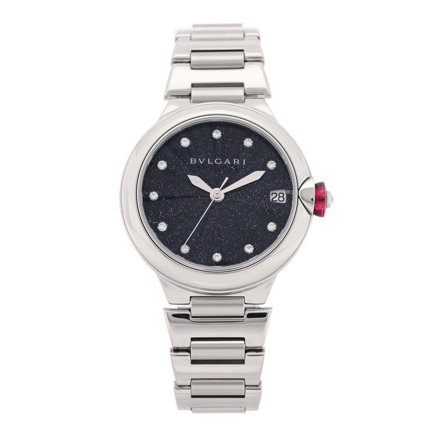 Bulgari Stainless Steel Diamond 33mm Blue Aventurine Lucea Automatic Watch 1 of 4