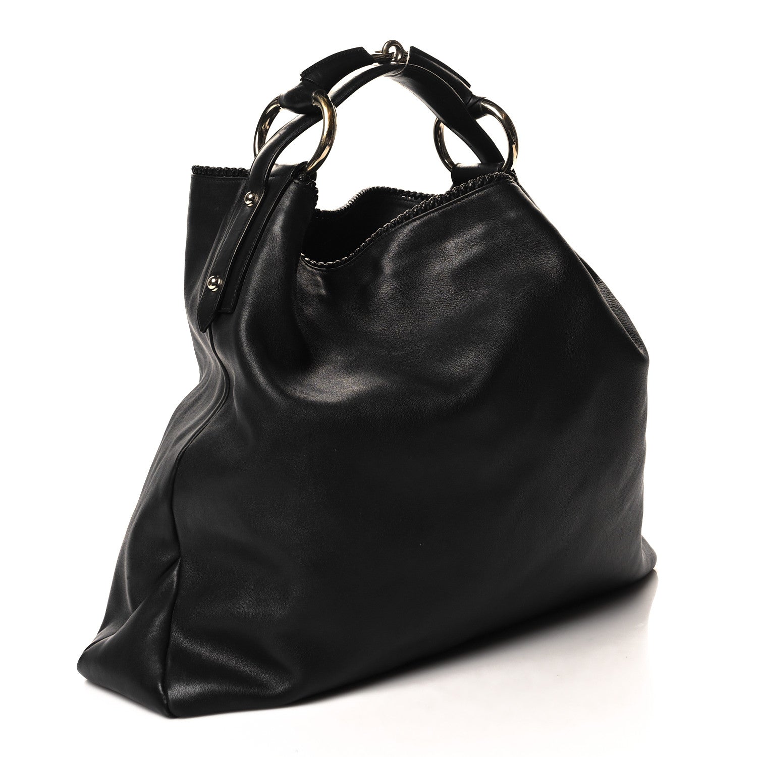 Gucci Calfskin Large Horsebit Chain Hobo Black 3 of 10