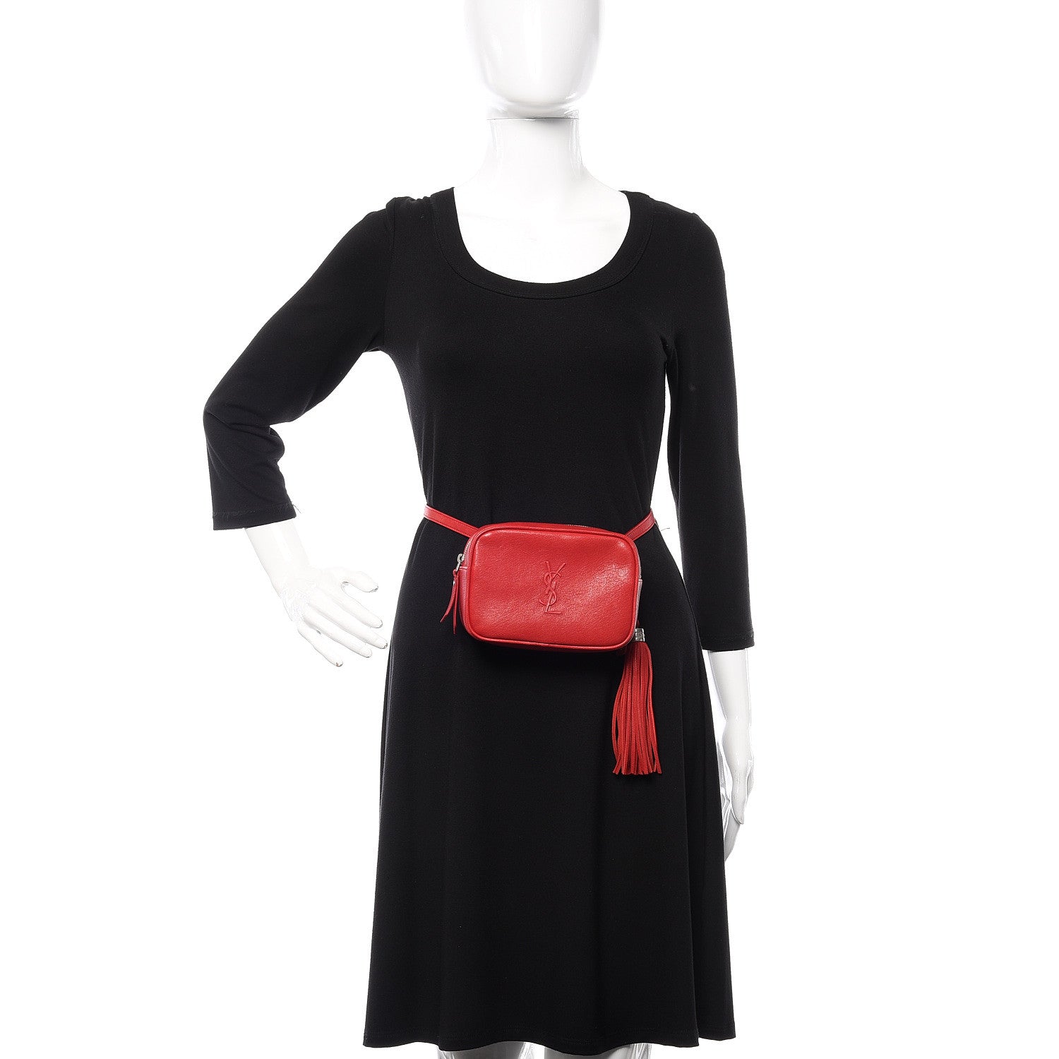 Saint Laurent Lambskin Monogram Lou Belt Bag 85 Red 2 of 9