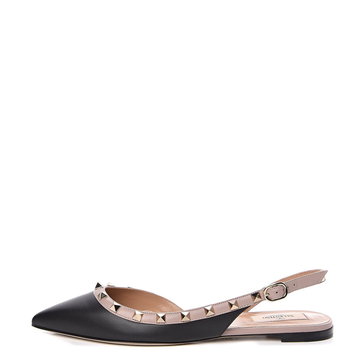 Nappa Rockstud Slingback Flats 38.5 Black Poudre