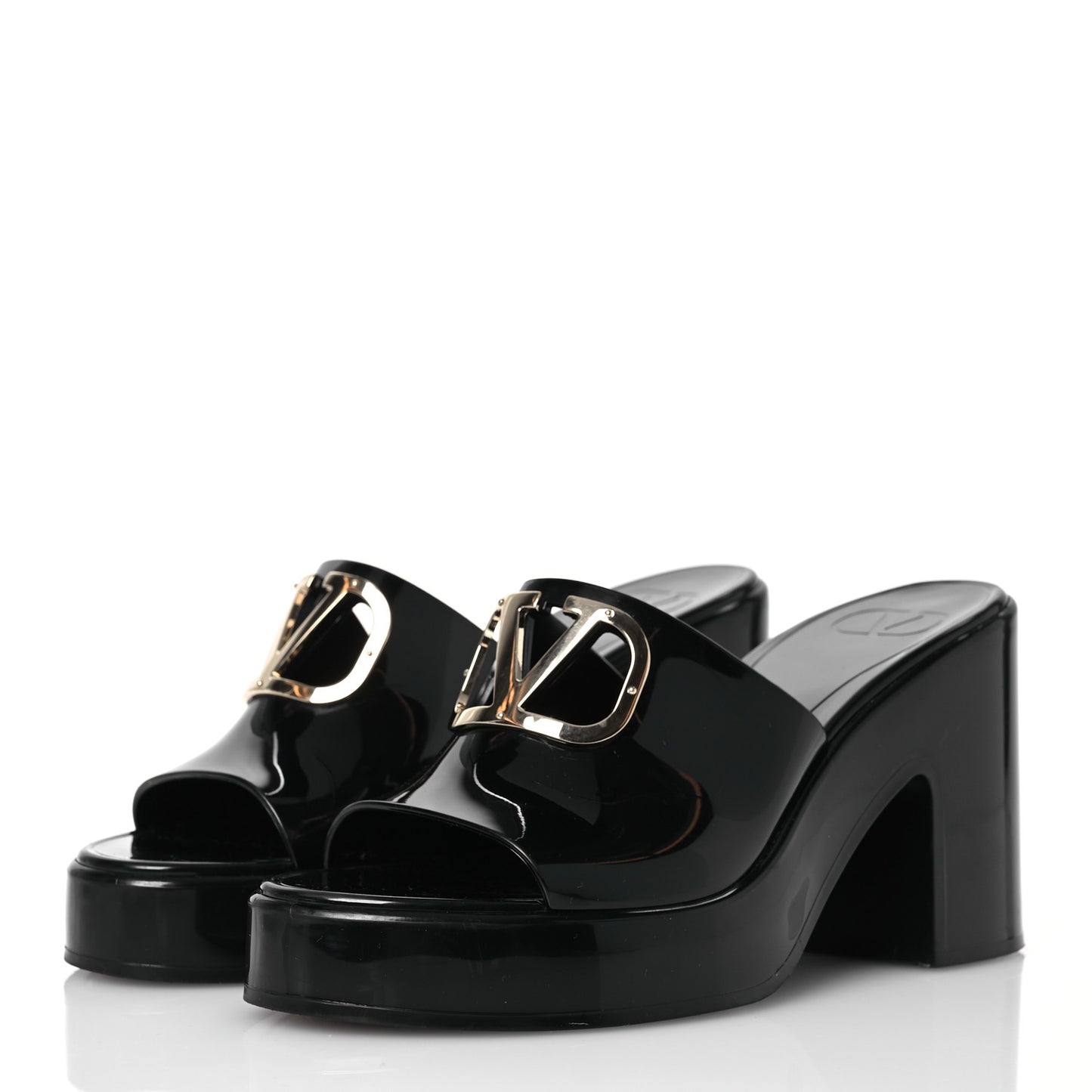 Rubber VLogo PM Platform Slide Sandals 38 Black