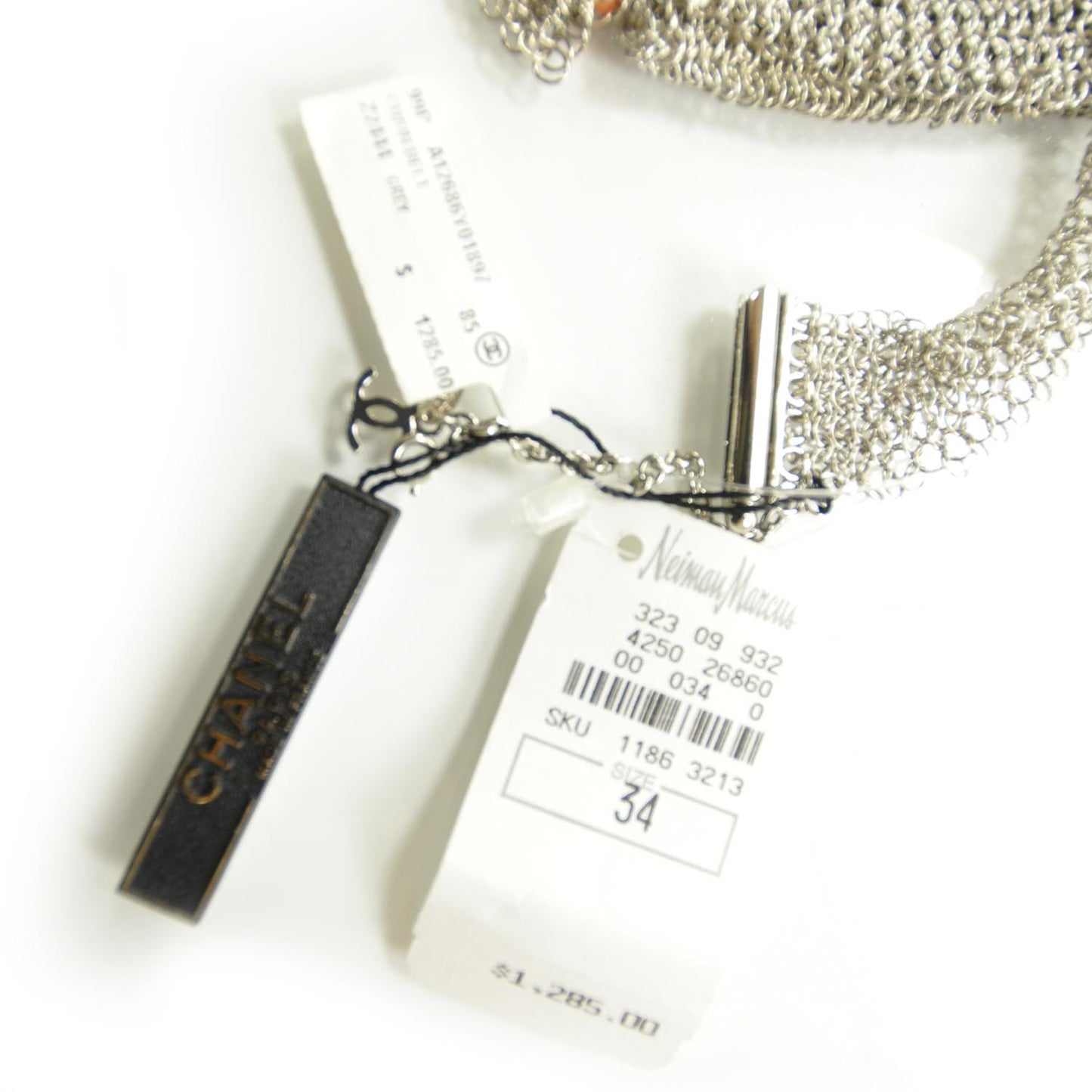 Mesh Chain Pouch Belt Silver 34