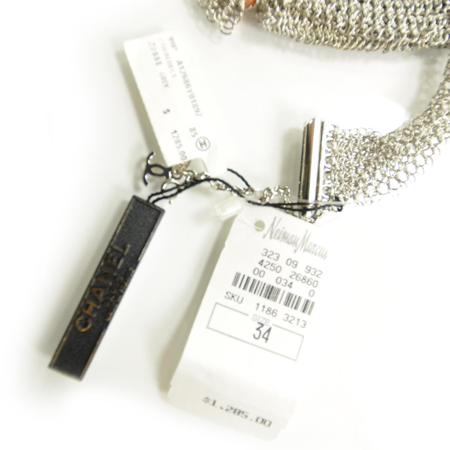 Chanel Mesh Chain Pouch Belt Silver 34 5 of 5