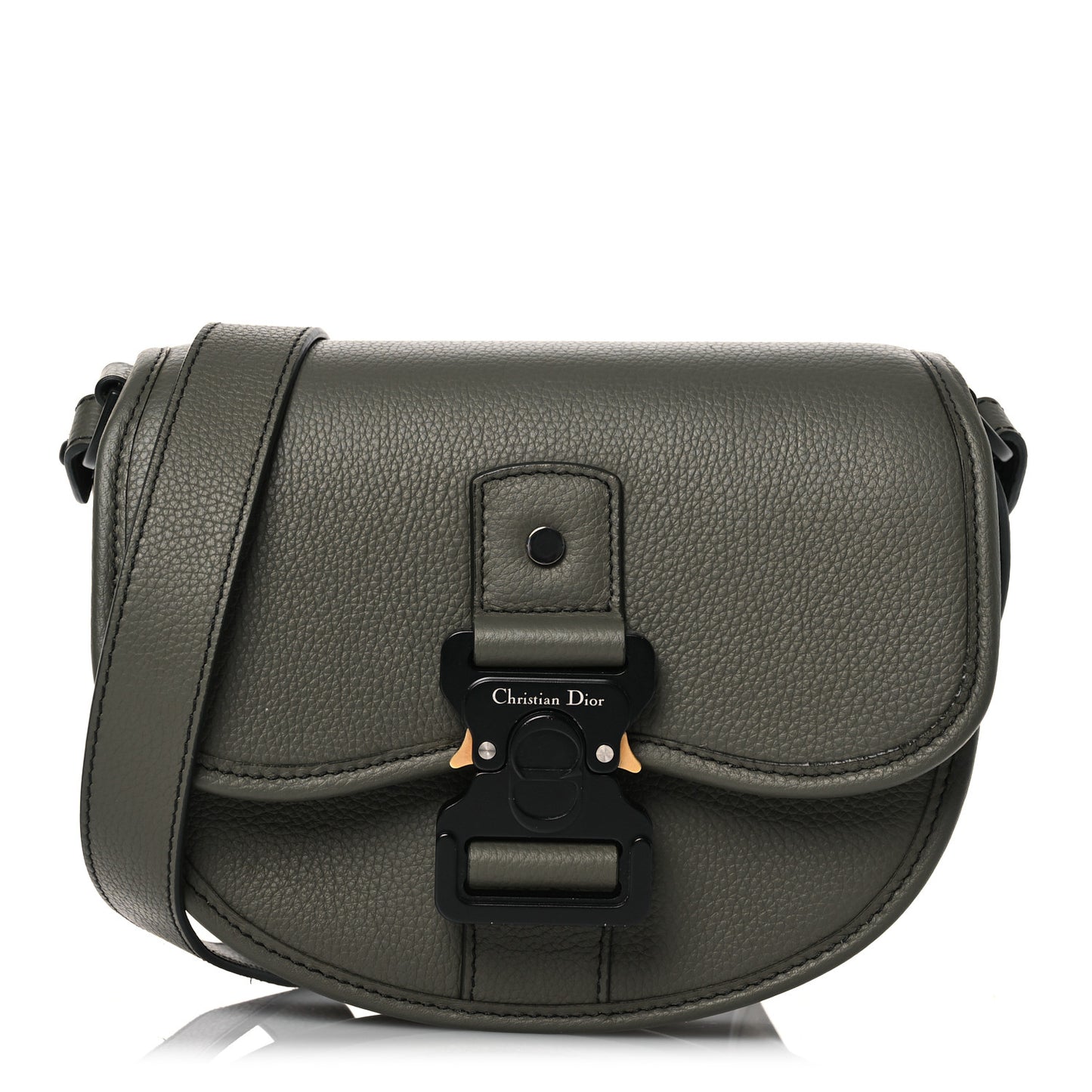 Grained Calfskin Mini Gallop Bag With Strap Green