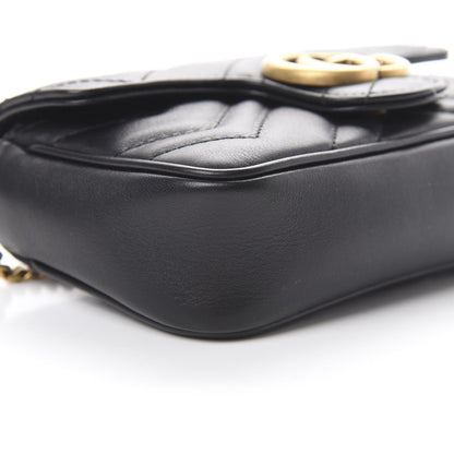 Gucci Calfskin Matelasse Super Mini GG Marmont Shoulder Bag Black 8 of 11