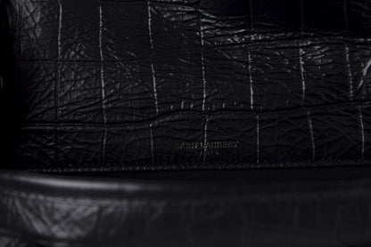 Saint Laurent Calfskin Crocodile Embossed Matelasse Monogram Baby Niki Chain Satchel Black 8 of 11