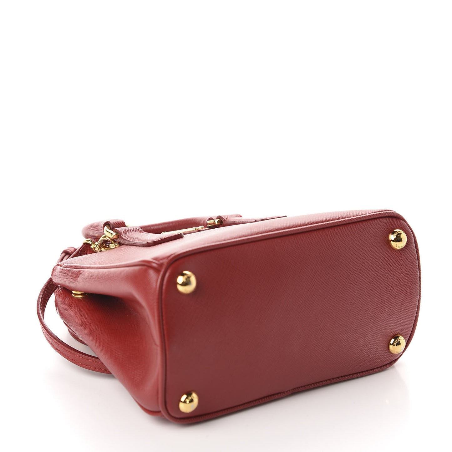 Saffiano Lux Micro Galleria Double Zip Tote Fuoco