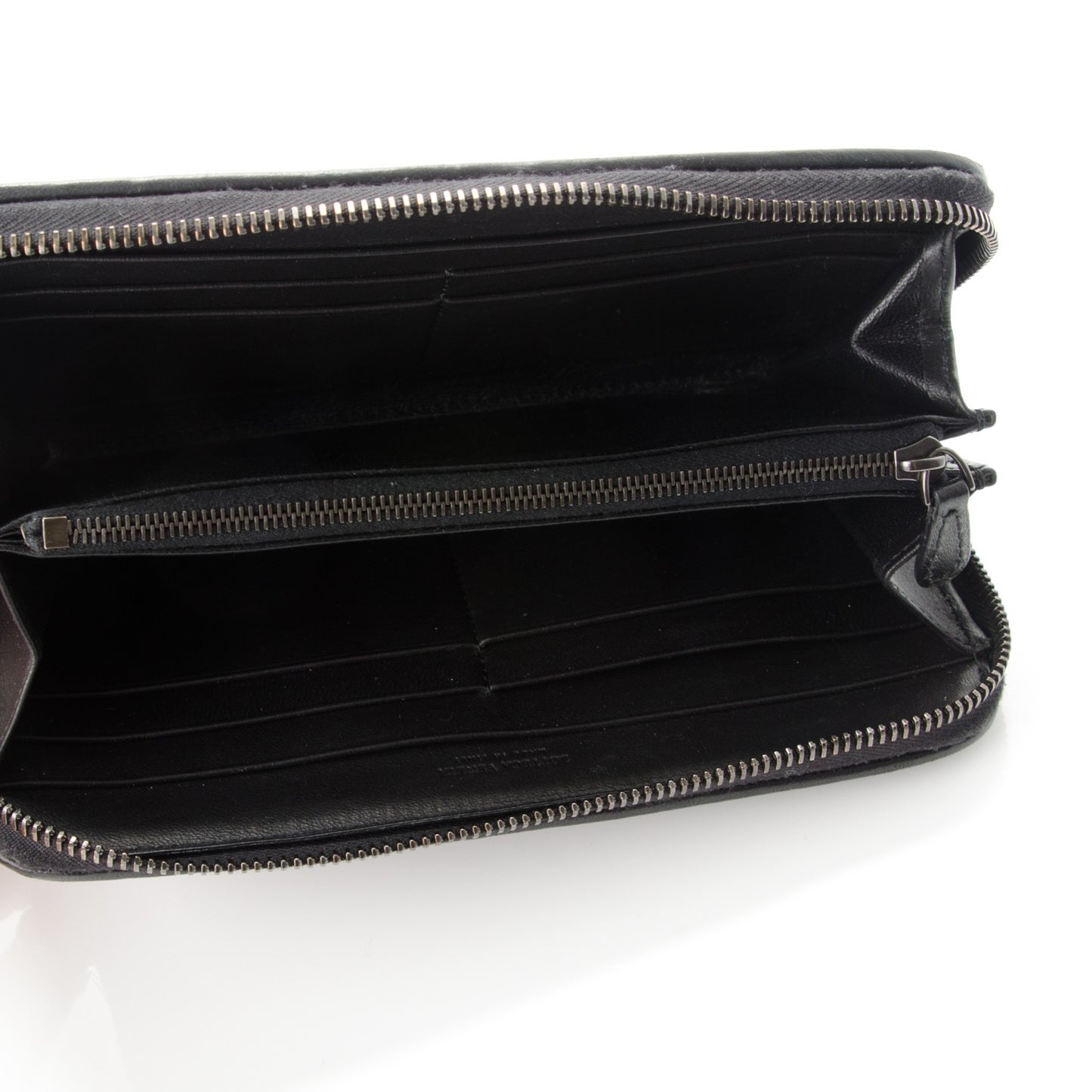 Nappa Intrecciato Zip Around Wallet Black