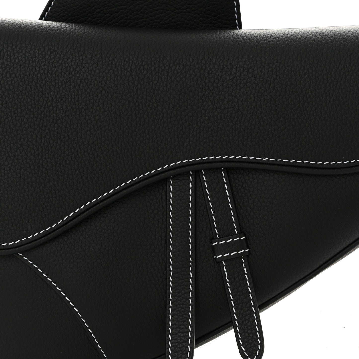 Grained Calfskin Mens Saddle Bag Black