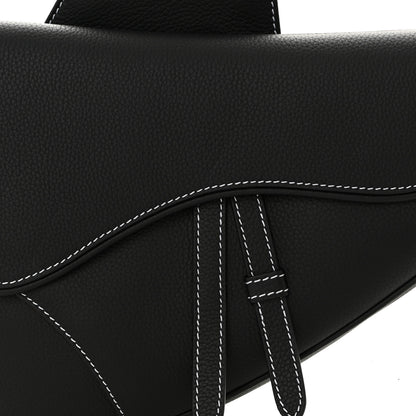 Christian Dior Grained Calfskin Mens Saddle Bag Black 8 of 11