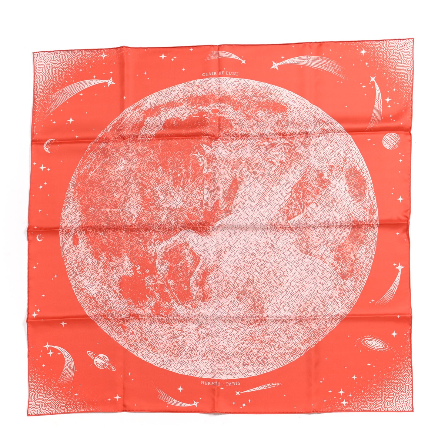 Silk Double Face Clair De Lune Scarf 90 Orange Gris White