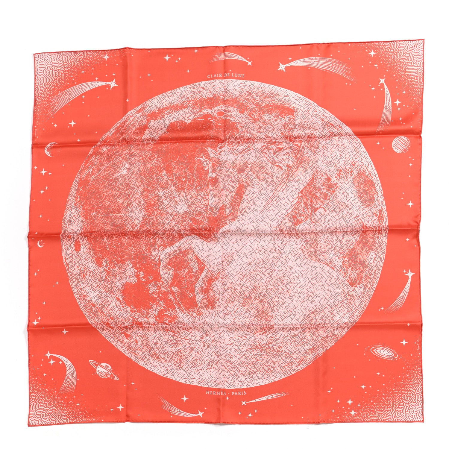 Hermes Silk Double Face Clair De Lune Scarf 90 Orange Gris White 1 of 4