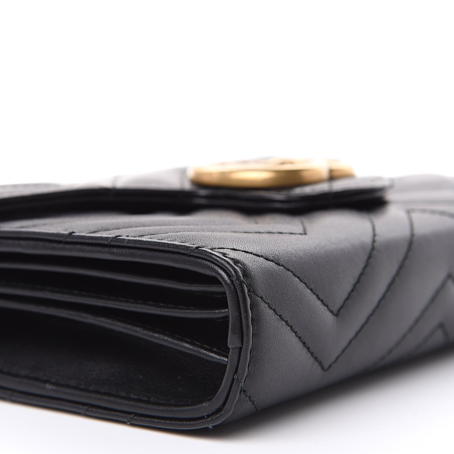 Gucci Calfskin Matelasse GG Marmont Chain Wallet Black 7 of 11