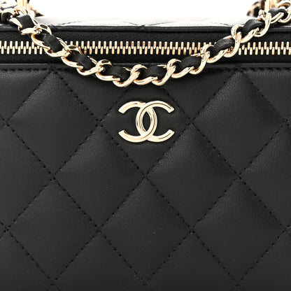 Chanel Lambskin Quilted Small Top Handle Vanity Case With Chain Black 8 of 13