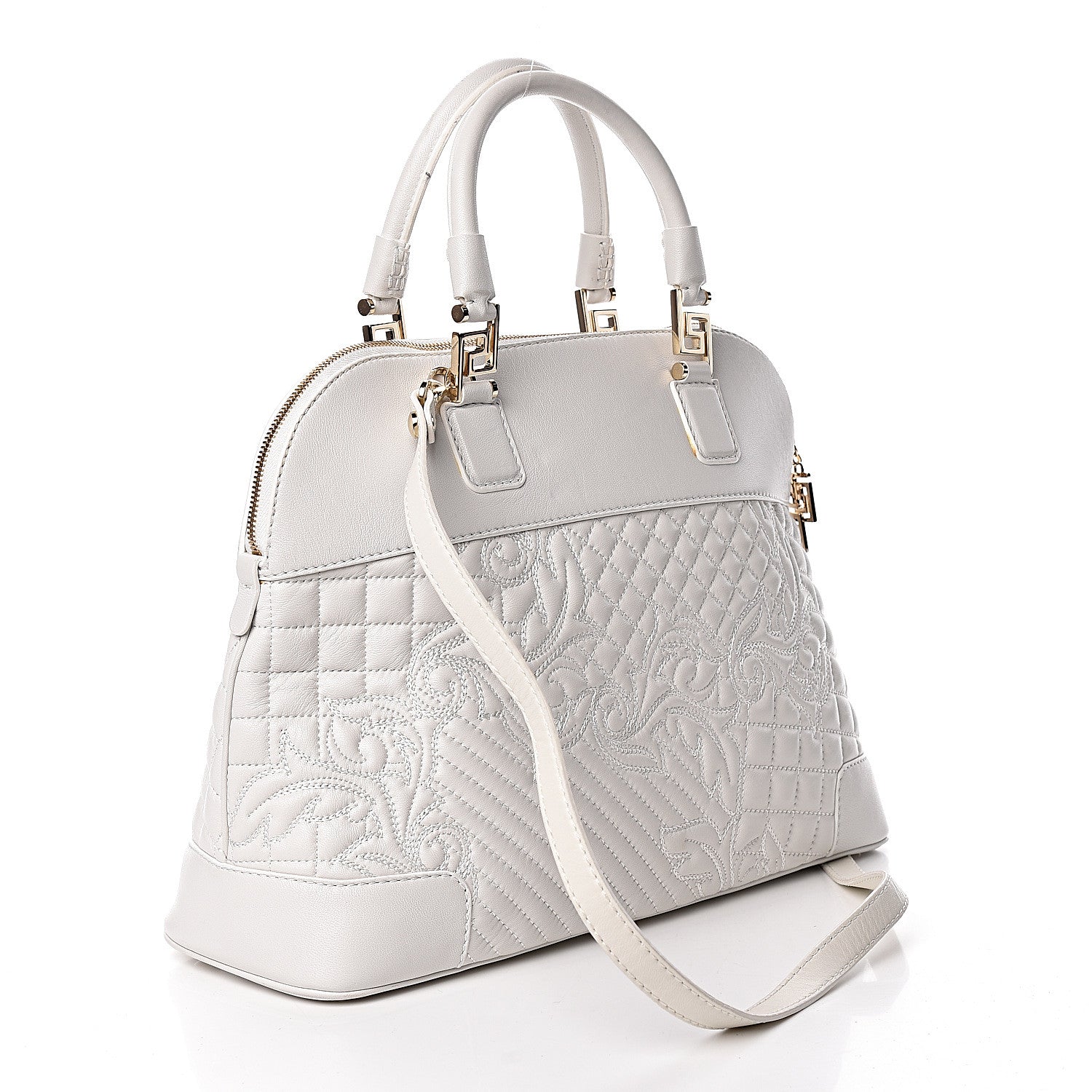 Versace Barocco Quilted Nappa Altea Vanitas Lady Athena White 3 of 19
