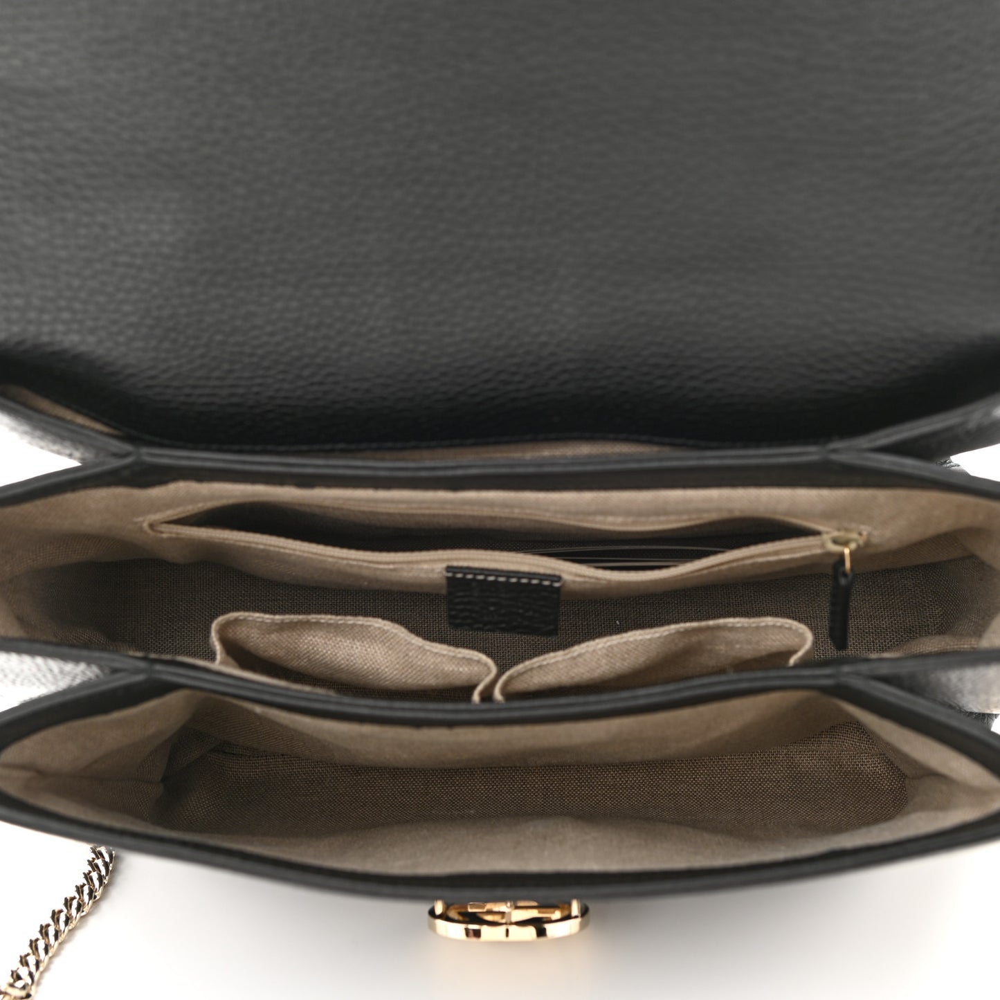 Dollar Calfskin Medium Interlocking G Top Handle Shoulder Bag Black