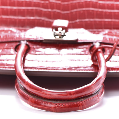 Hermes Shiny Porosus Crocodile Birkin 35 Rouge Vif 12 of 32