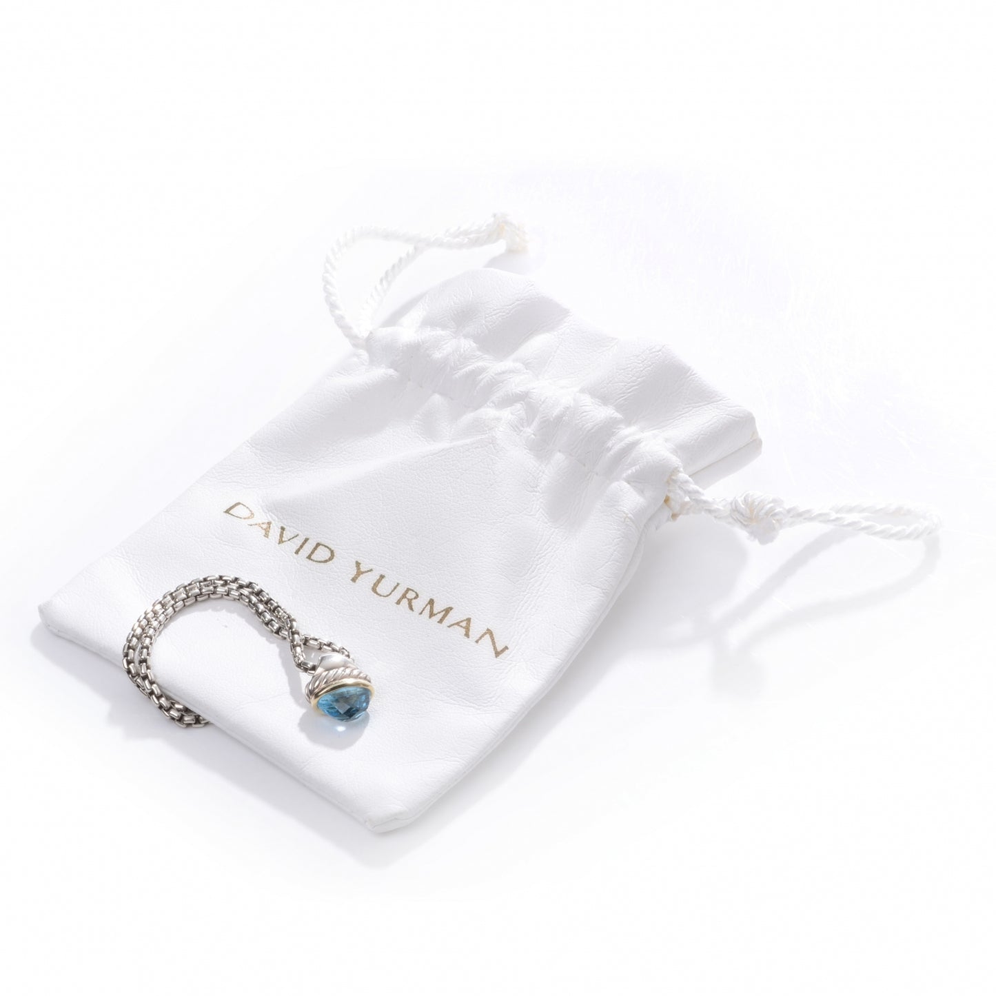 Sterling Silver and 14k Gold Blue Topaz Acorn Pendant Necklace
