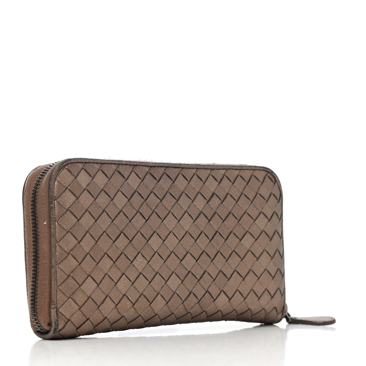 Bottega Veneta Metallic Nappa Intrecciato Zip Around Wallet Copper 2 of 4
